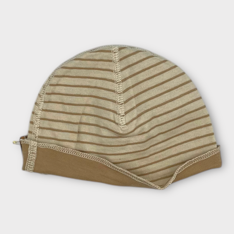Bonnet beige ligné