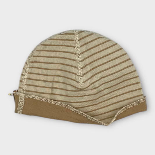 Bonnet beige ligné