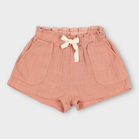 Short buho gaz de coton rose lcay