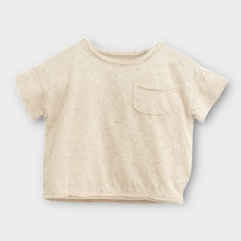 T-shirt beige chiné à poche