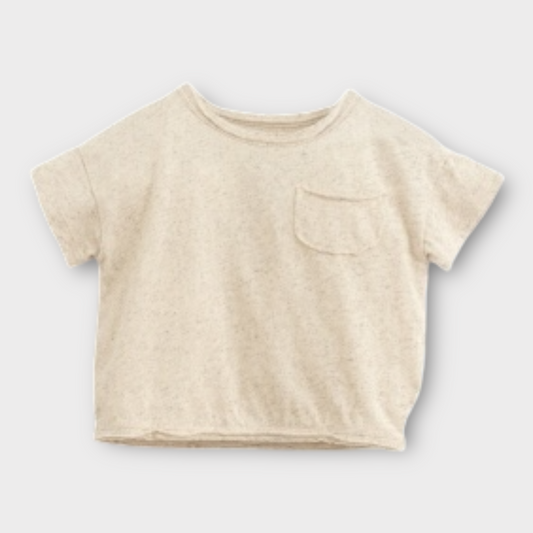 T-shirt beige chiné à poche
