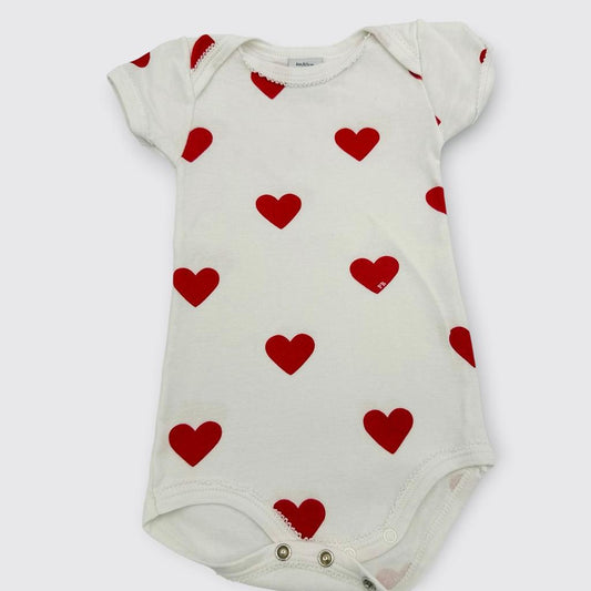 Petit Bateau - Body blanc cœurs rouges 6 mois 67 cm