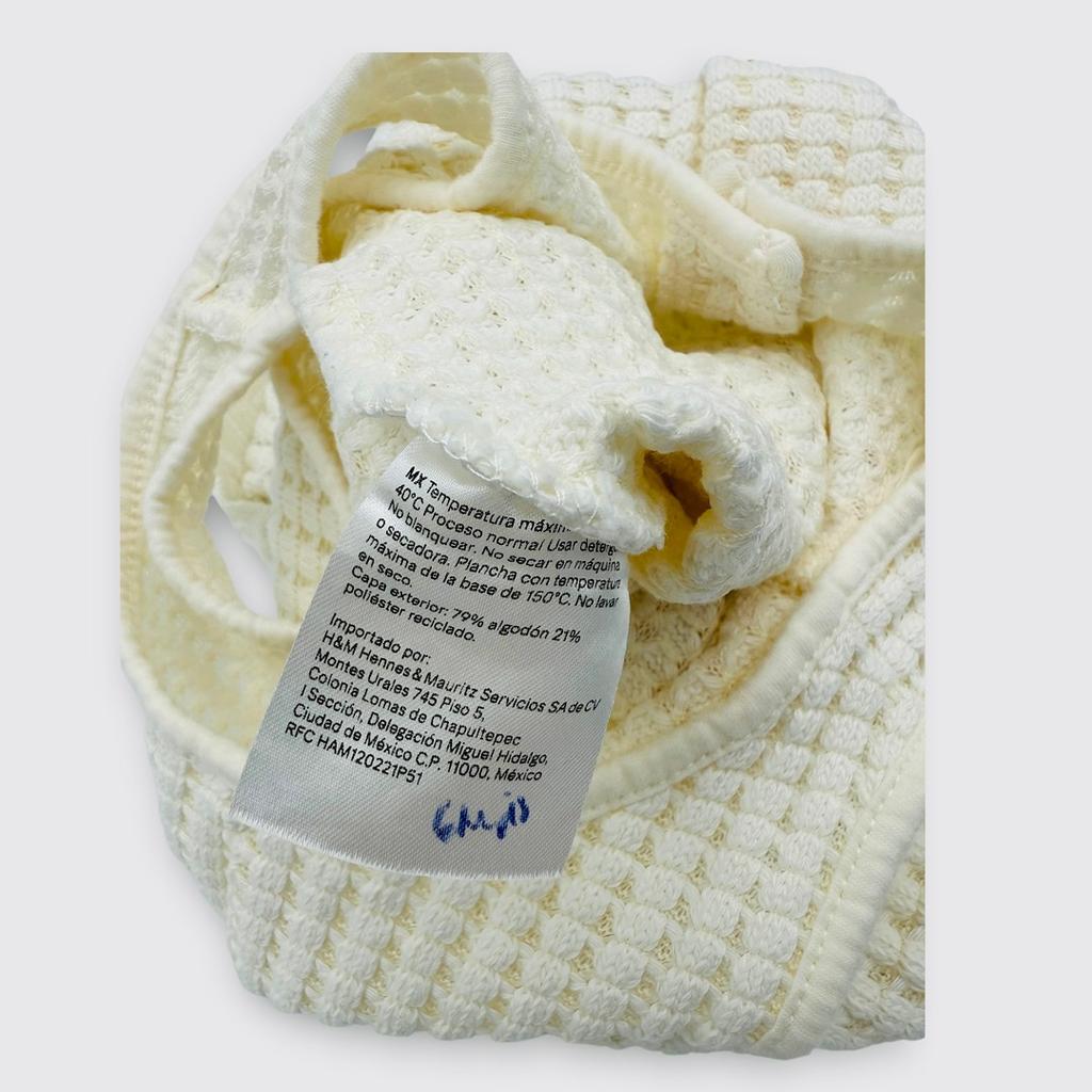 H&m - Combinaison 6 mois 68 cm crème en coton gaufré