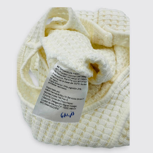 H&m - Combinaison 6 mois 68 cm crème en coton gaufré