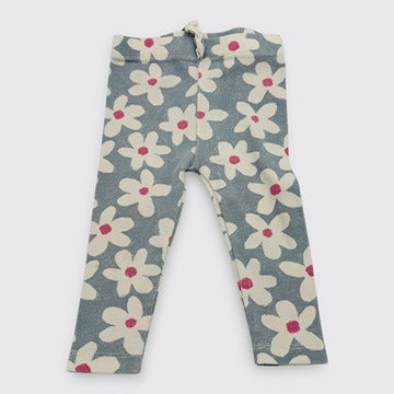 Zara - Legging Bleu Fleuri Coton 6-9 Mois